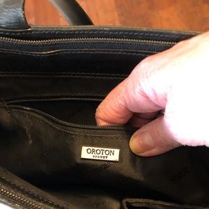 Authentic Oroton black leather handbag